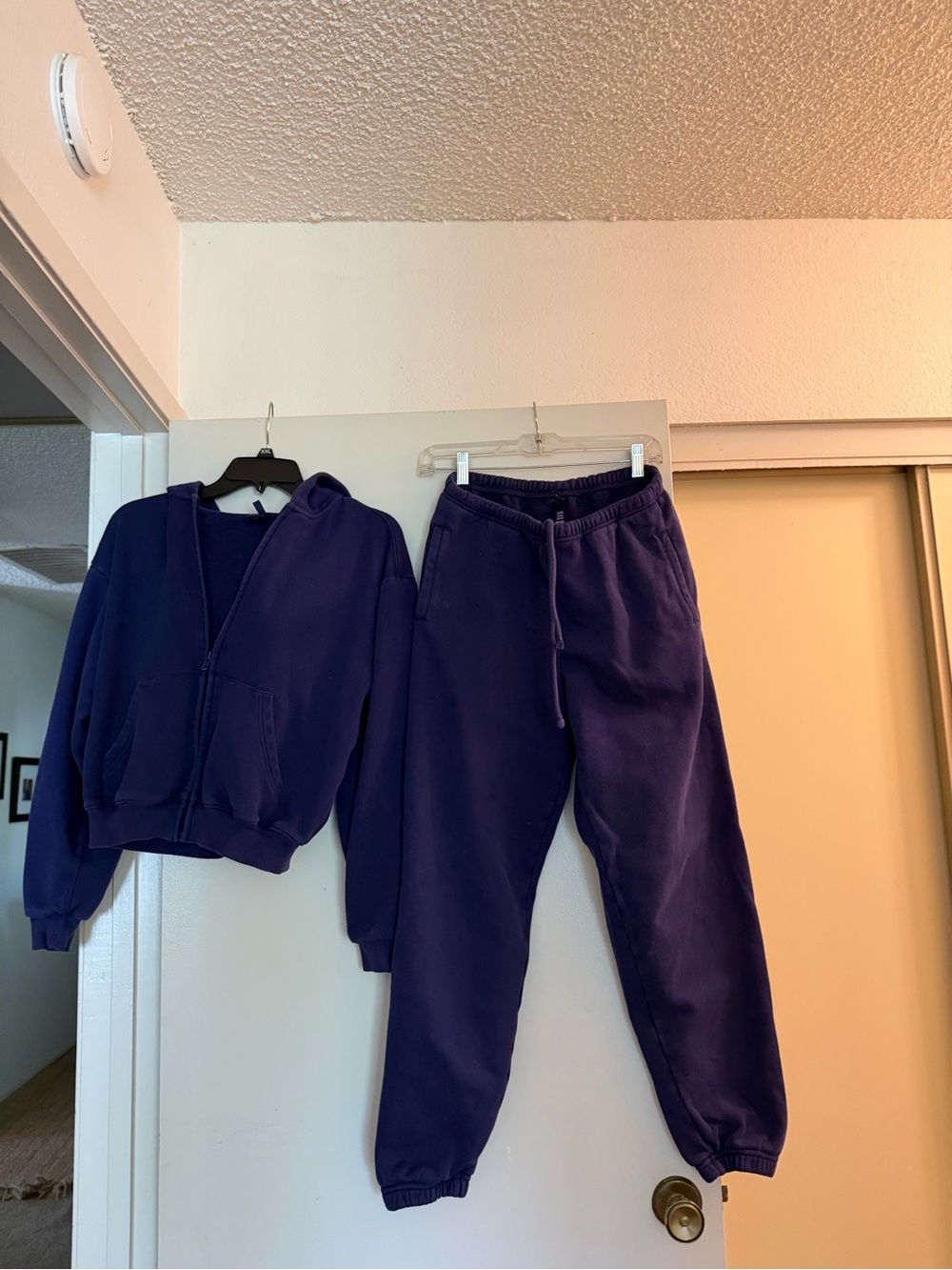 SKIMS Purple Zip Hoodie and Drawstring Joggers Set